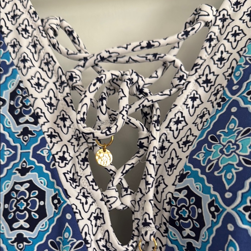 Blue And White Patterned Reversable Swimsuit By T… - image 7